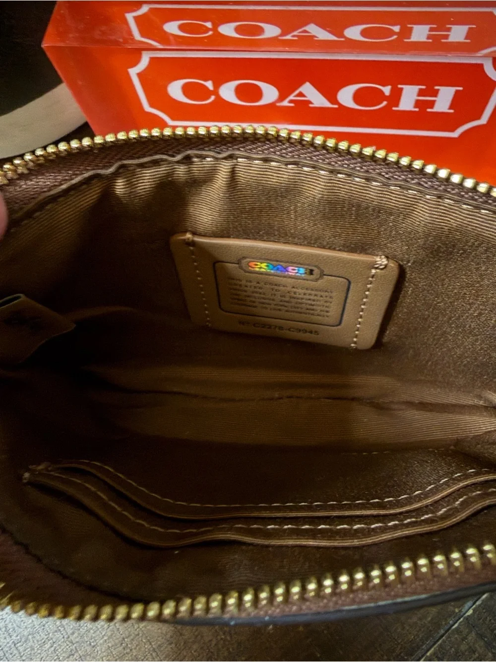 Coach Signature Rainbow Corner Zip Wristlet